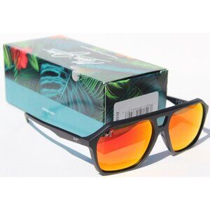 MAUI JIM Wedges POLARIZED Sunglasses RM880-02A Black/Hawaii Lava NEW